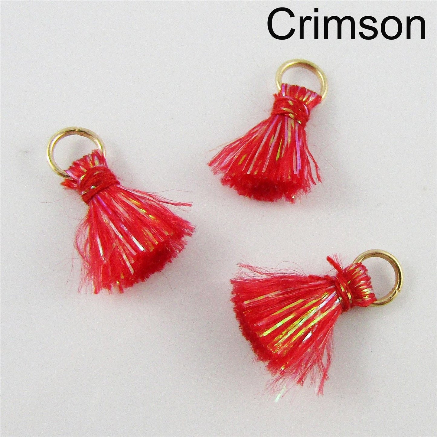 10pce TINY Metallic Thread Tassel with Jumpring 15mm Select Colour