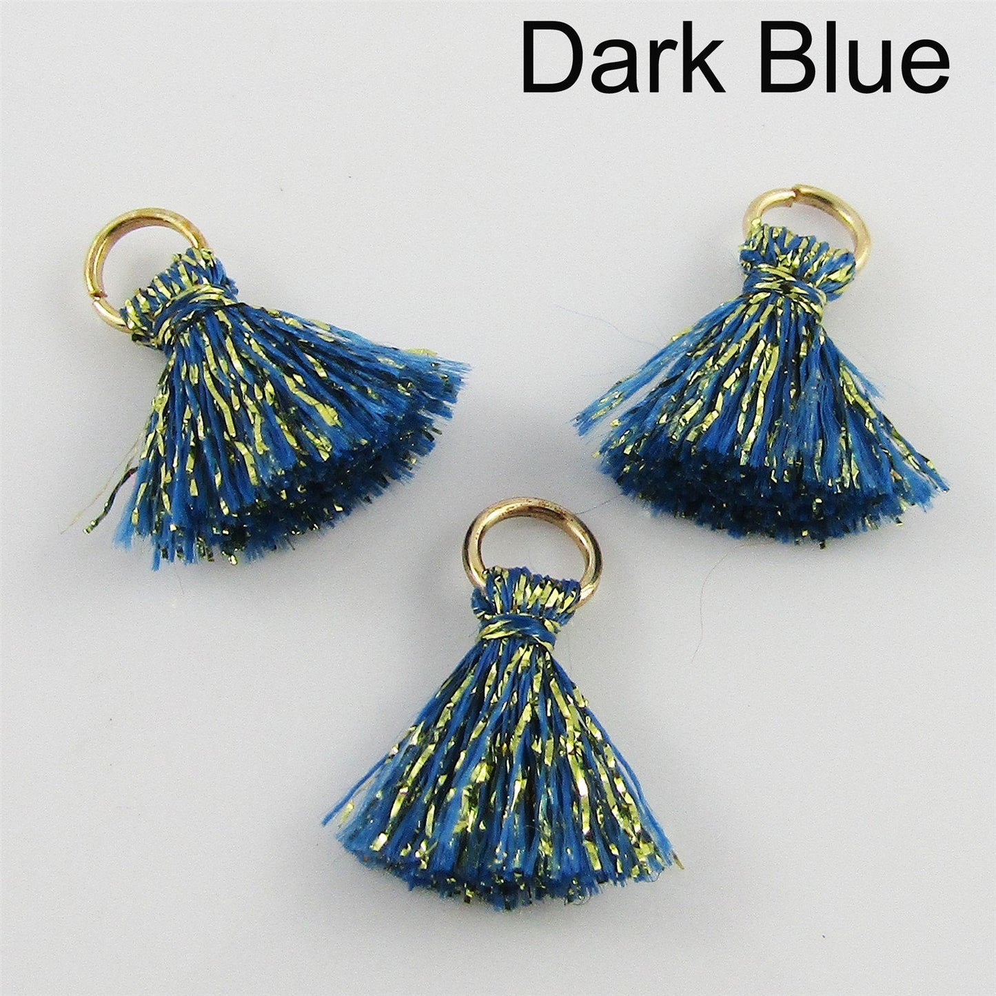 10pce TINY Metallic Thread Tassel with Jumpring 15mm Select Colour