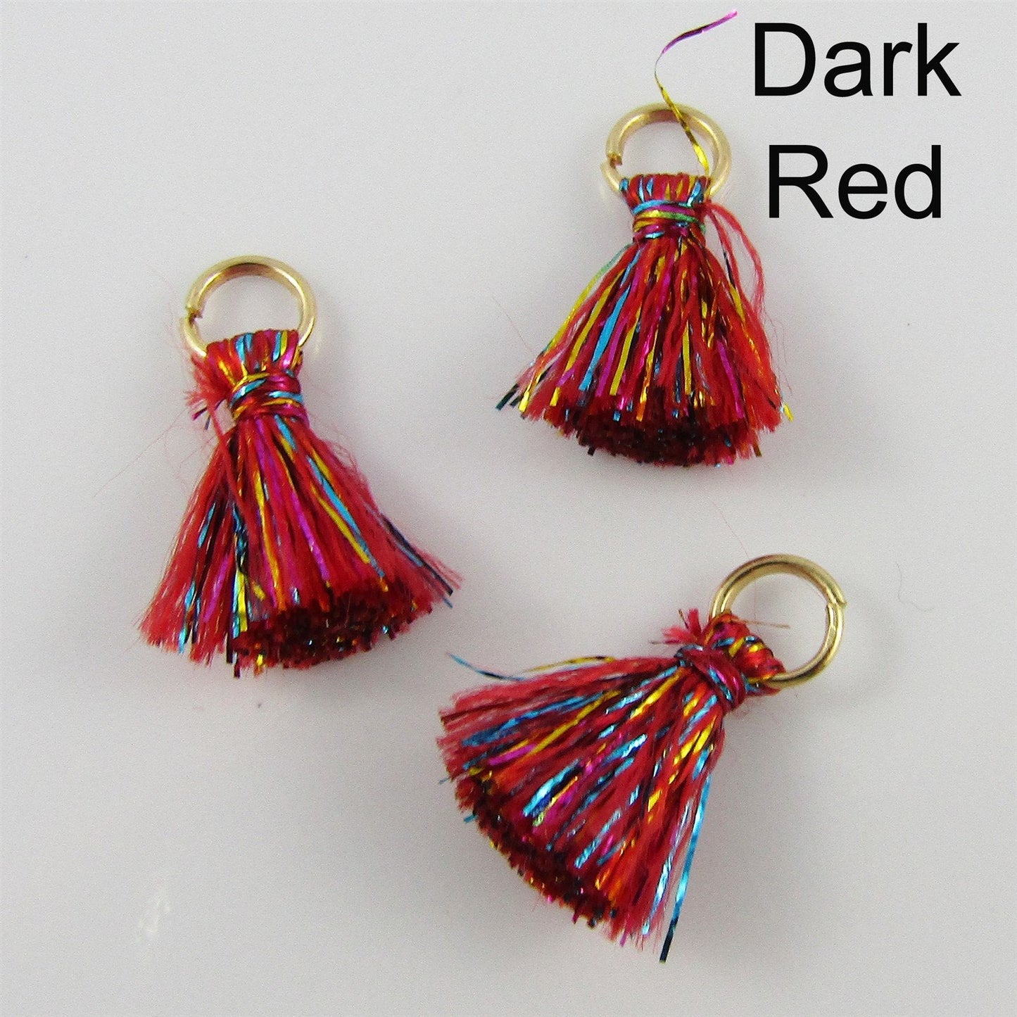 10pce TINY Metallic Thread Tassel with Jumpring 15mm Select Colour