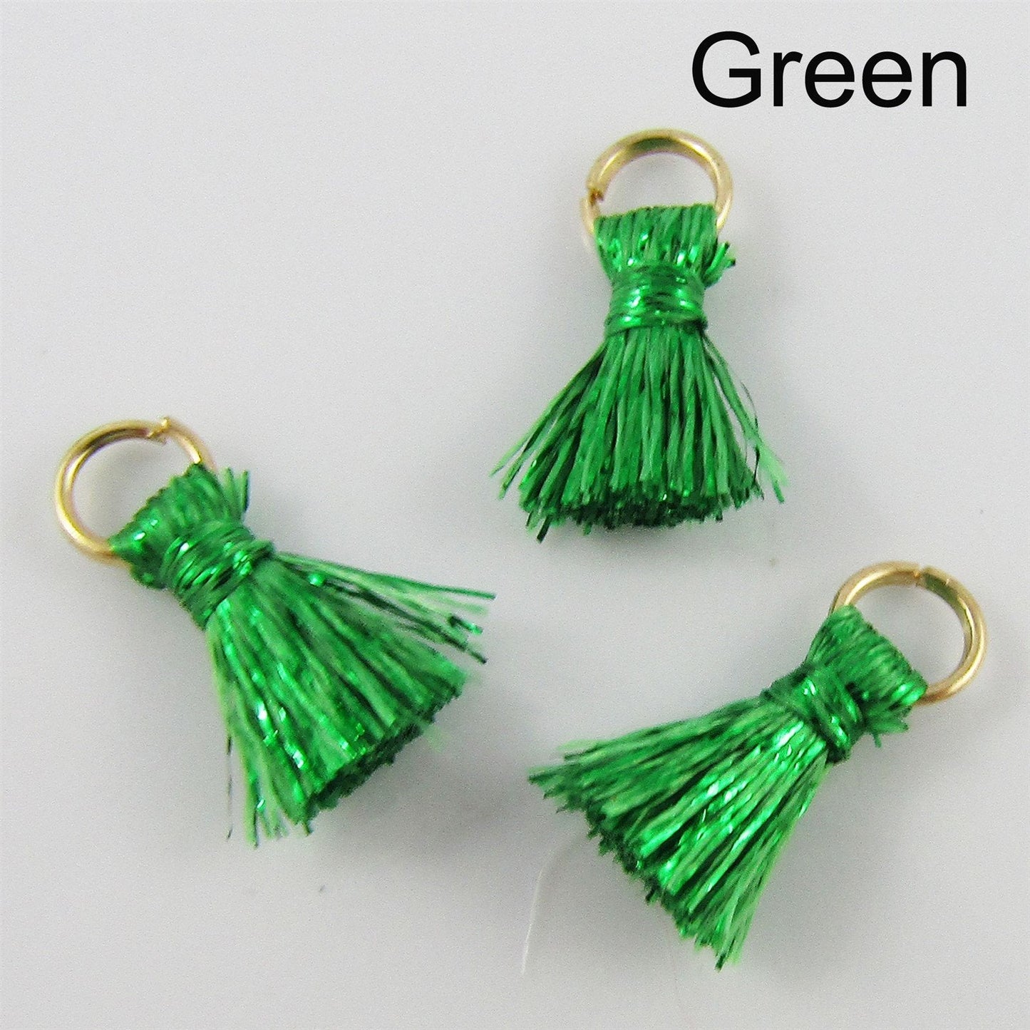 10pce TINY Metallic Thread Tassel with Jumpring 15mm Select Colour