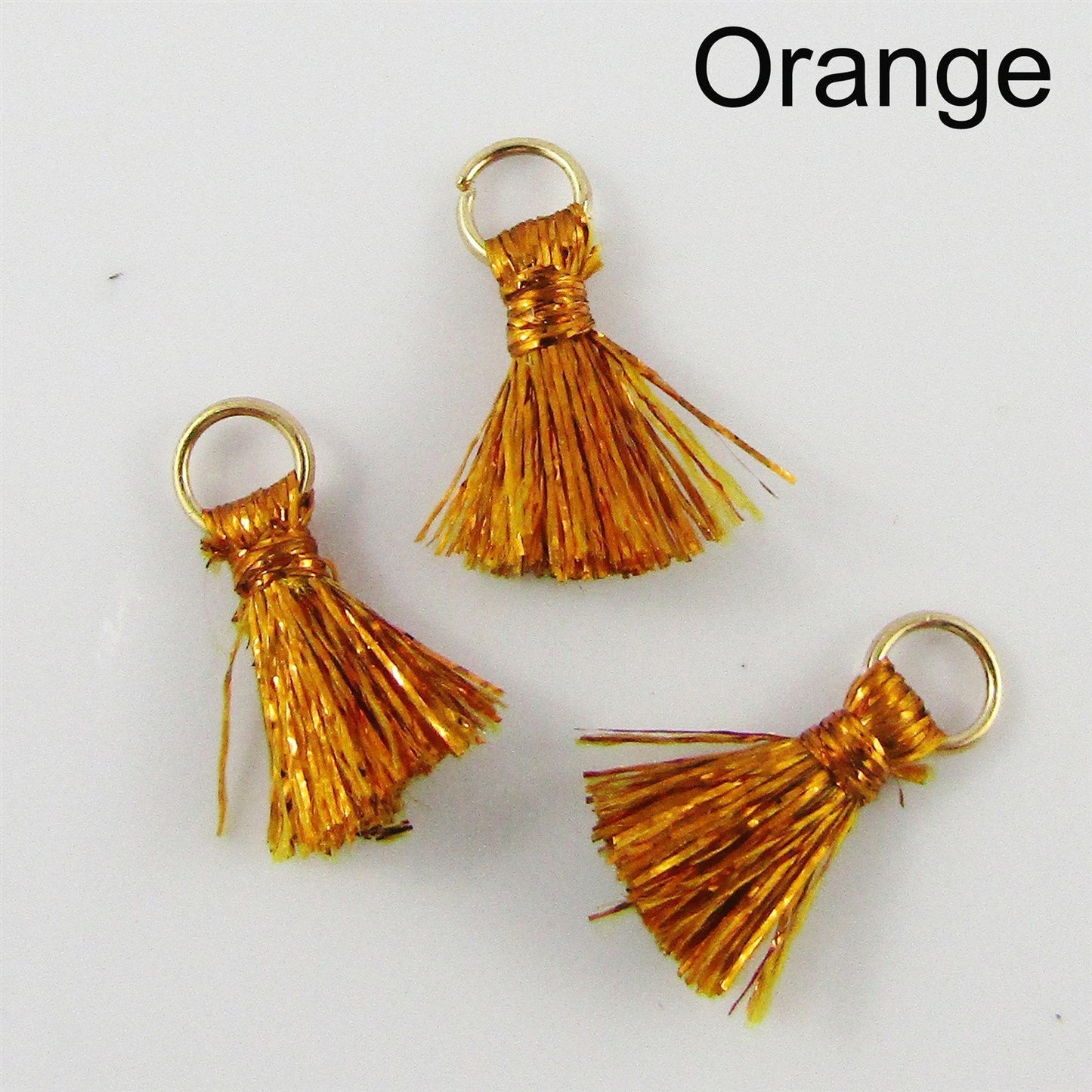 10pce TINY Metallic Thread Tassel with Jumpring 15mm Select Colour