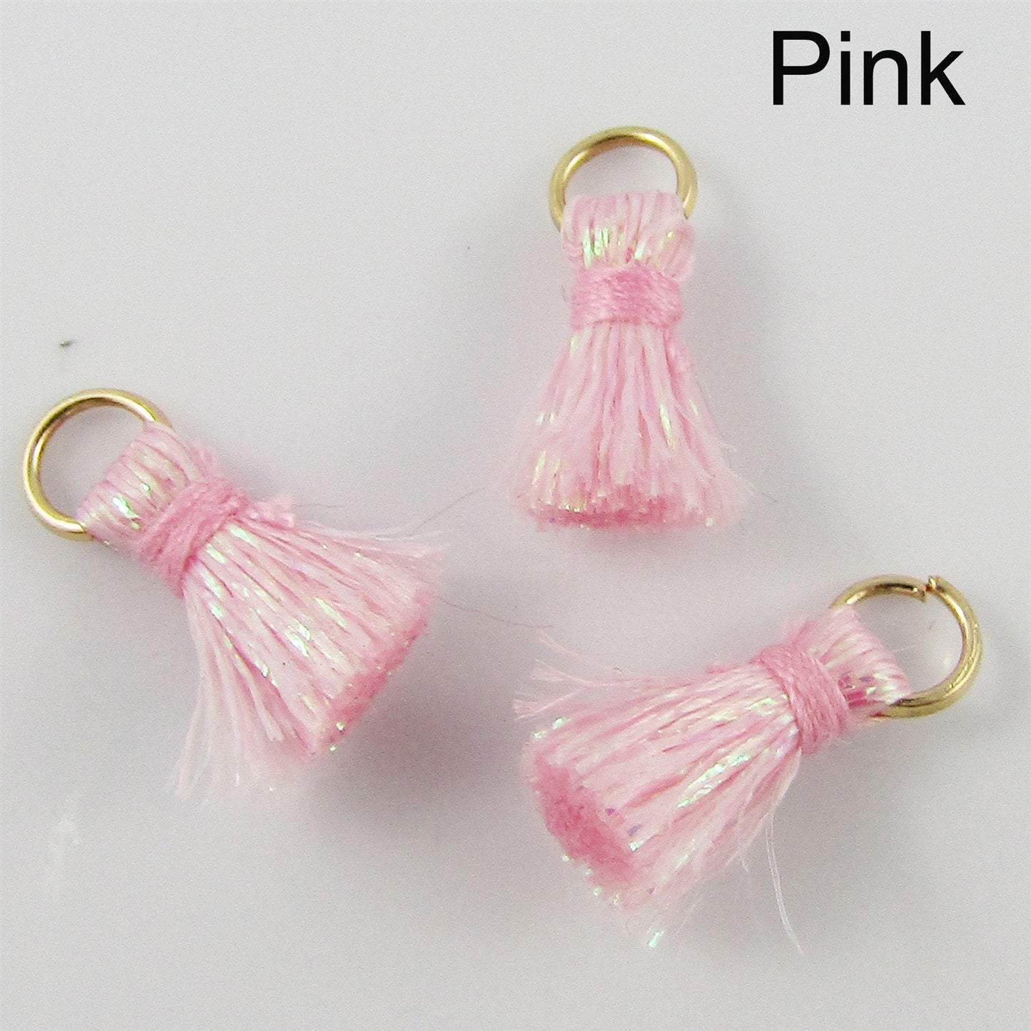 10pce TINY Metallic Thread Tassel with Jumpring 15mm Select Colour