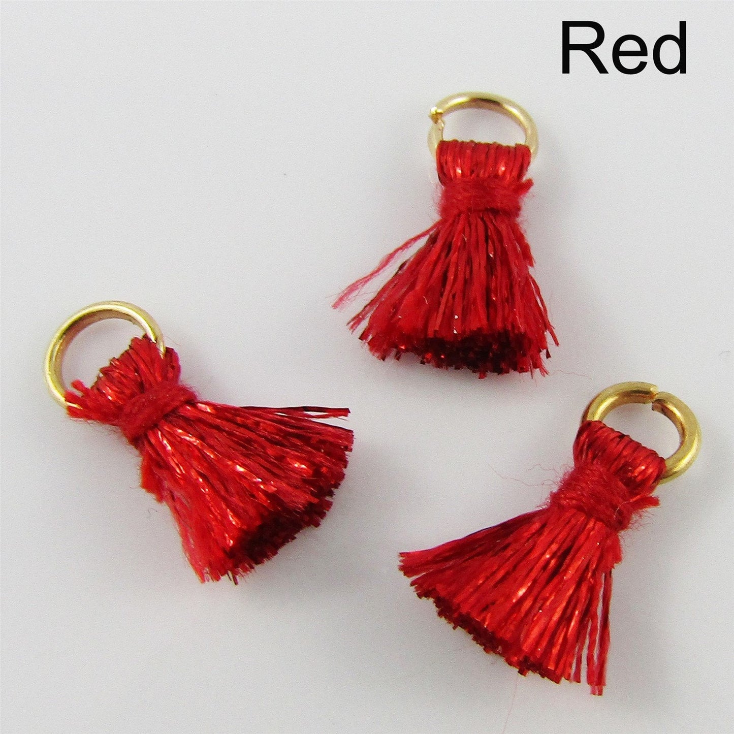 10pce TINY Metallic Thread Tassel with Jumpring 15mm Select Colour