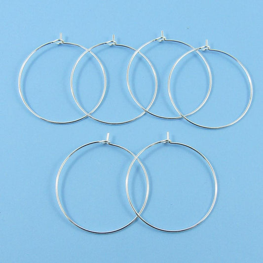Bulk set of 20 Wine Glass Charm Findings DIY Silver Plate Select 20 or 30 mm Dia