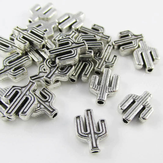 50pcs Desert Cactus Plant Spacer Beads Tibetan Style 10x8mm Hole 1.6mm