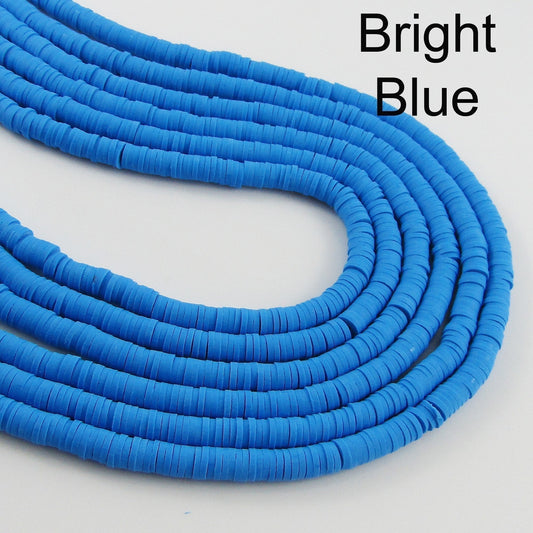 One Strand 330pcs Wafer Disc Bright Blue Polymer Clay Beads Katsuki Bead 6mm