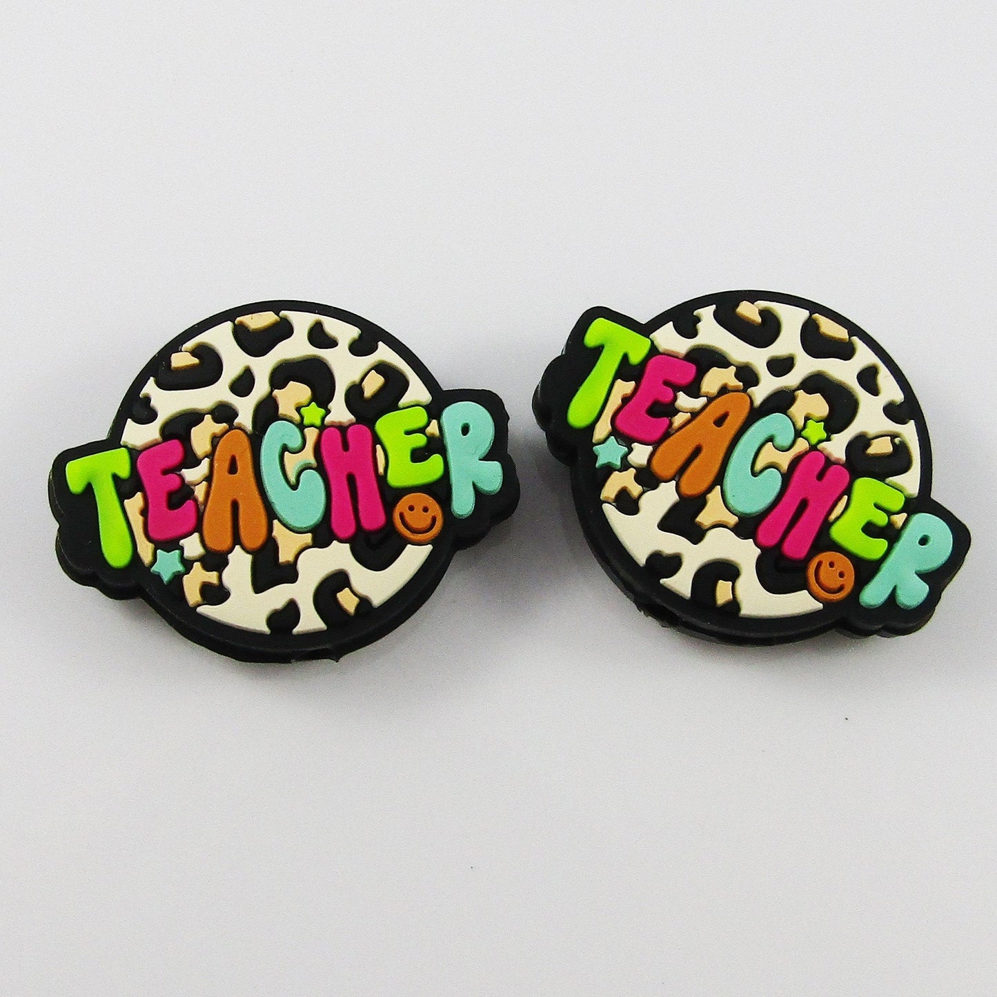 2pcs Teacher Silicone Focal Bead 24x31mm Hole 3mm Beadable Pen Keychains