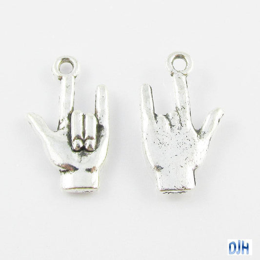 Bulk Hand Sign for I Love You Charm Pendant 22x12mm Select Qty