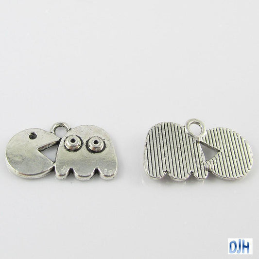 Bulk Pacman Charm Pendant Retro Game 19x12mm Select Qty