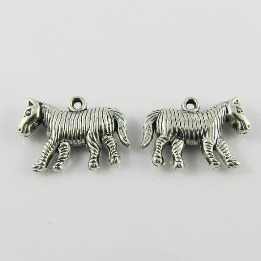 Bulk Zebra Charm Pendant Wild African Equine Alloy 23x16mm Select Qty
