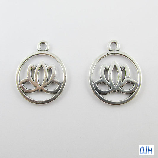Bulk Lotus Flower Charm Pendant Purity Spirit Meditation 20x24mm Select Qty