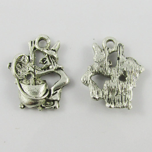Bulk Witch Stirring Cauldron Charm Pendant Halloween Alloy 19x15mm Select Qty