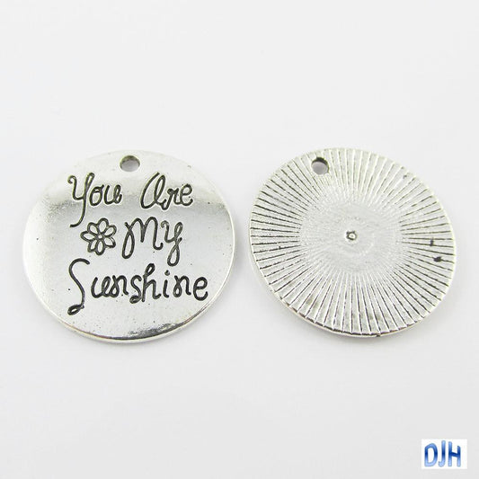 Bulk You Are My Sunshine Charm Pendant Message Love Tag 25x25mm Select Qty