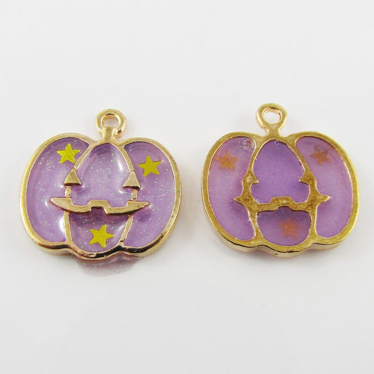 Bulk 10pce Resin Filled Jack-o-Lantern Charm Pendant Halloween Pumpkin 20x19mm