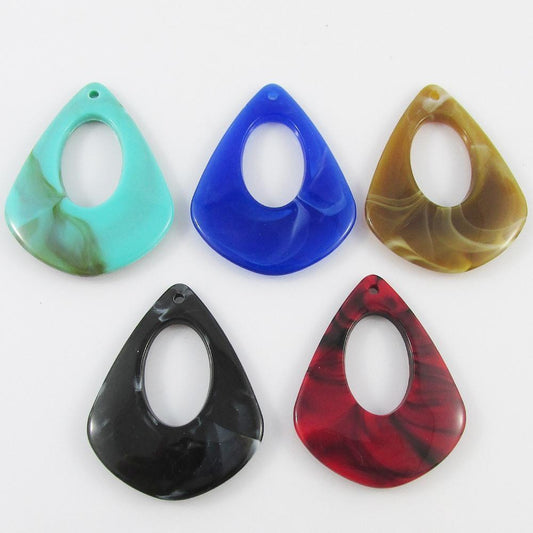 Bulk 10pc Marbleized Drop Charm Pendant Acrylic Retro Accessories Select Colour