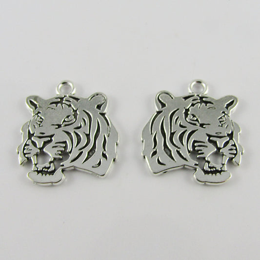 Bulk Tiger Charm Pendant Animal Alloy 24x27mm Select Qty