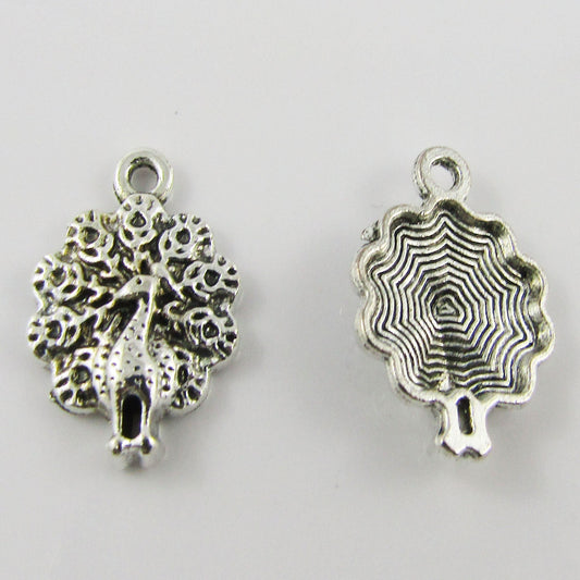 BULK Peacock Charm Pendant Animal 20x14mm Select Qty