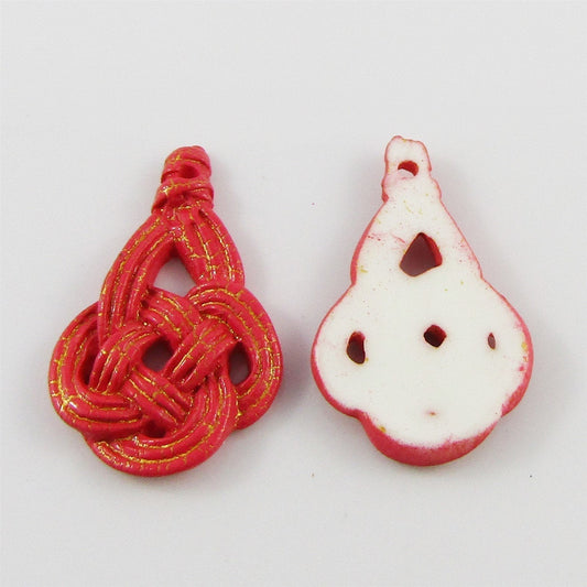 Bulk 10pcs Chinese Knot Drop Charm Pendant Acrylic Rattan 32x30mm Mixed Pairs