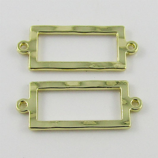 Bulk 10pcs Gold Waved Rectangle Charm Link Connector 1/1 Loop 25x10mm