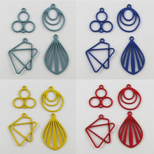 Bulk 4pcs Quirky Coloured Charm Pendant Pack Painted Alloy Select Colour
