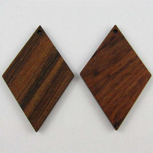 Bulk 6pcs Diamond Wood Charm Pendant Natural Organic 37x25mm