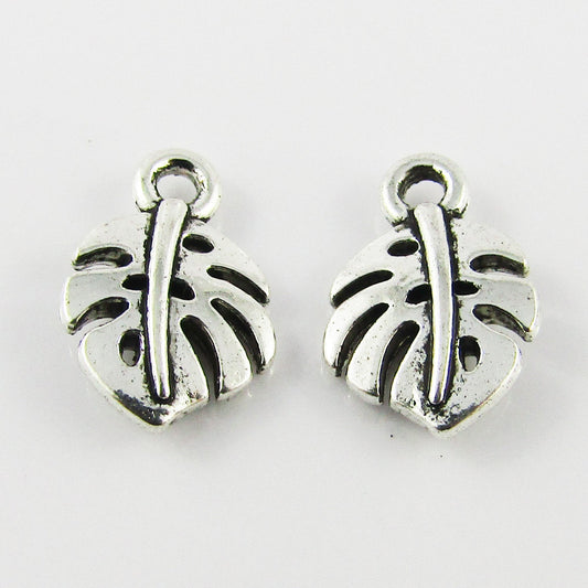 Bulk Tiny Monstera Leaf Charm Pendant Nature Plants Alloy 9x14mm Select Qty