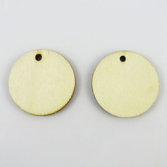 Bulk 10pcs Round Circle Unfinished Wood Charm Pendant Natural 29mm