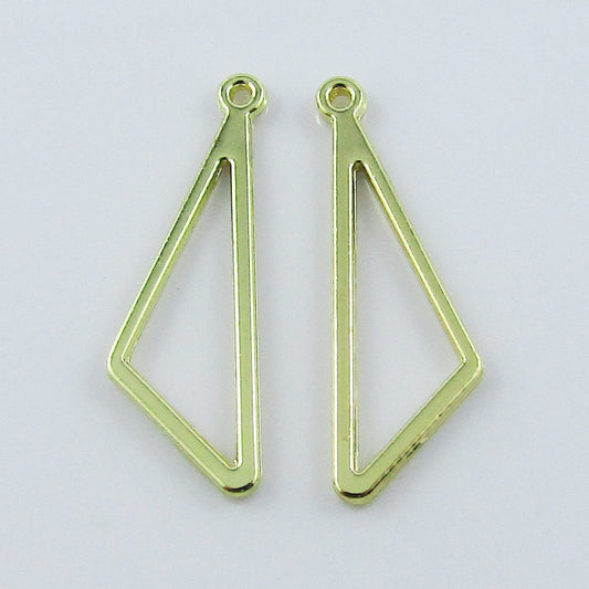 10pcs Scalene Triangle Small Charm Pendant Earrings Light Gold Alloy 27x9mm