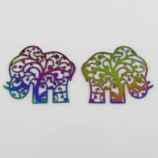 Bulk 6pce Laser Cut Elephant Charm Pendant Earring Component SSteel 22x25mm
