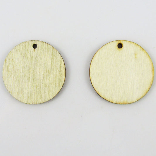 Bulk 10pcs Round Circle Unfinished Wood Charm Pendant Natural 25mm