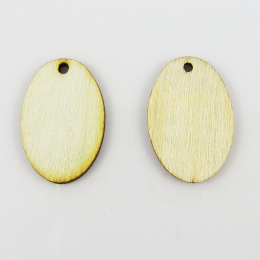 Bulk 10pcs Oval Unfinished Wood Charm Pendant Natural 25x16mm