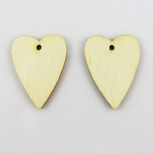 Bulk 10pcs Heart Unfinished Wood Charm Pendant Natural 24x18mm