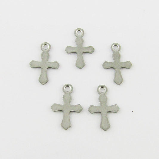 Bulk Tiny Crucifix Cross Charm Pendant 316 Stainless Steel 9x6mm