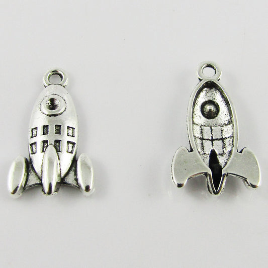 Bulk Rocket Spaceship Charm Pendant Outerspace Astronaut 23x13mm Select Qty