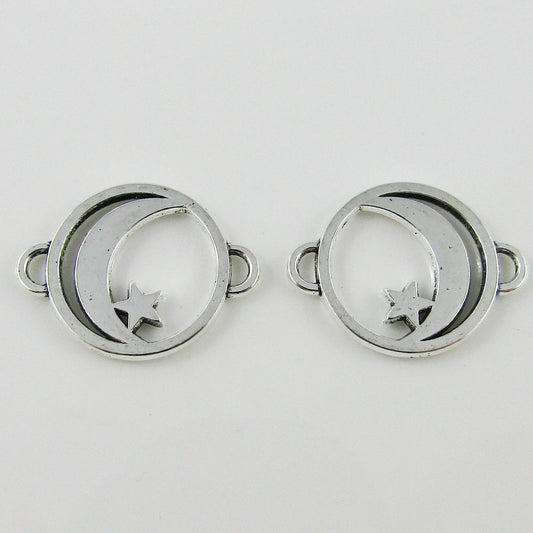 BULK Crescent Moon Star Connector Charm Pendant Celestial 15x20mm Select Qty