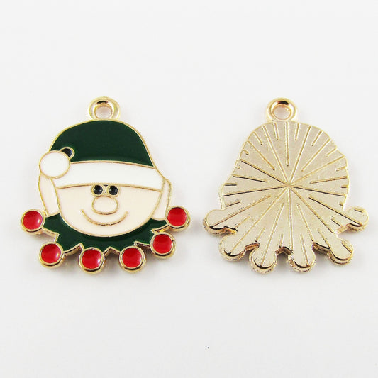 Bulk 10pce Enamel Christmas Elf Charm Pendant 21x18mm