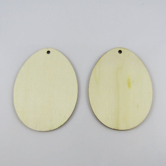 Bulk 10pcs Easter Egg Plain Unfinished Wood Pendant Natural 60x80mm Kids Craft