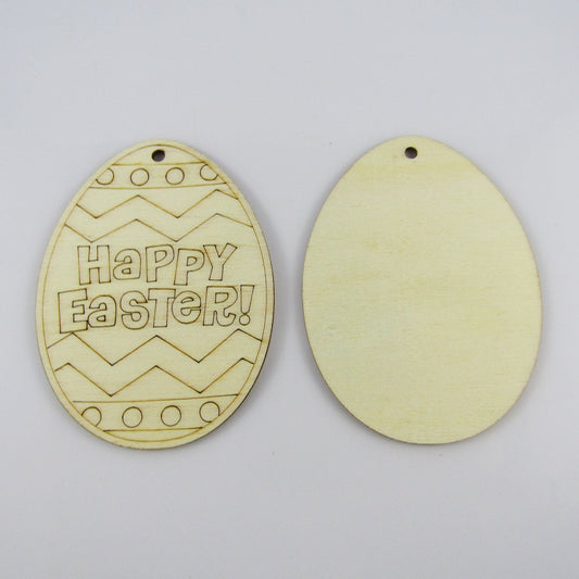 Bulk 10pcs Happy Easter Egg Unfinished Wood Pendant Natural 60x80mm Kids Craft