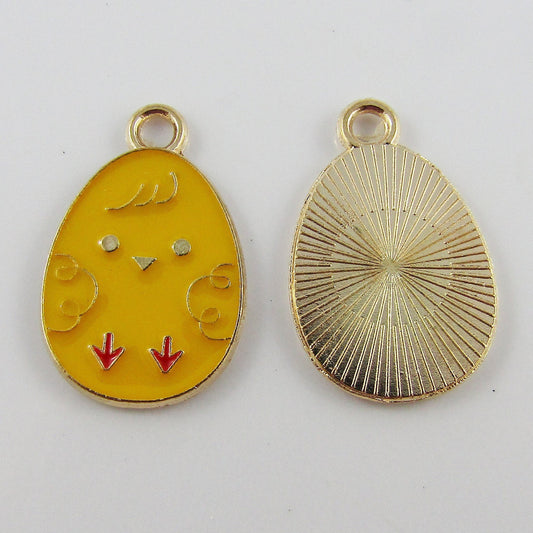 Bulk 10pce Enamel Easter Egg Chick Charm Pendant Easter Chicken 22x14mm