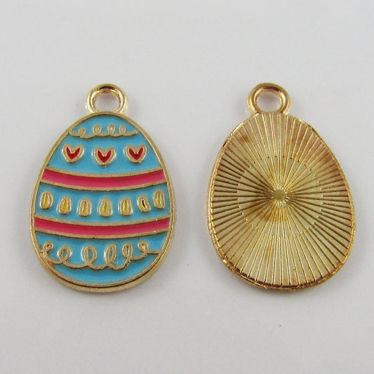 Bulk 10pce Enamel Hearts Easter Egg Charm Pendant Easter Chocolate 22x14mm