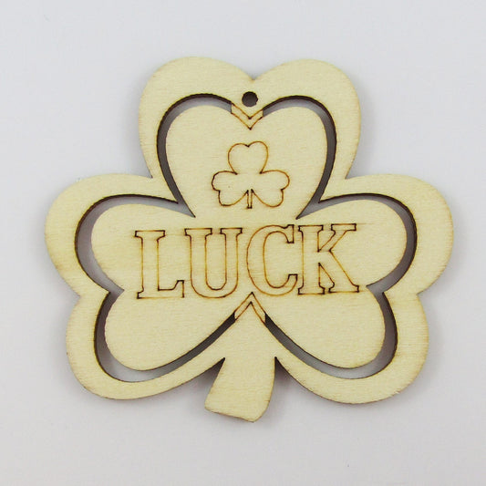 Bulk 10pcs St Patricks Luck Shamrock Unfinished Wood Pendant 72x81mm Kids Craft