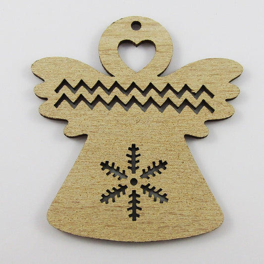 Bulk 10pcs Christmas Angel Unfinished Wood Pendant DIY Decoration Kids Craft