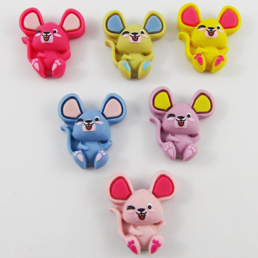 10pcs in Random Pairs DIY Resin Mouse Cabochon Hair Clips Scrapbooking etc
