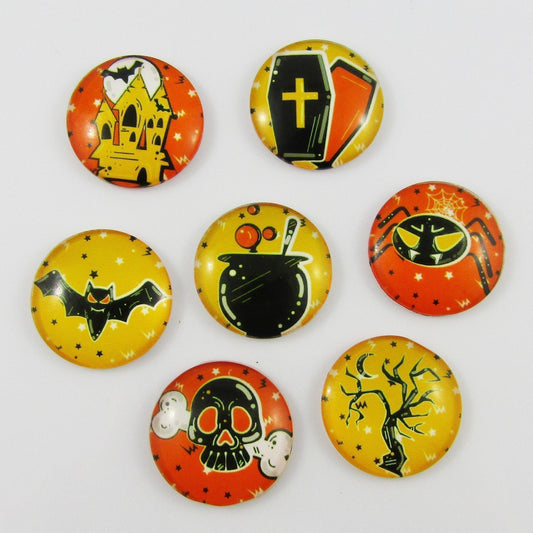 Glass Dome Seals Cabochon Round Flatback At Random Color Halloween Bat 25mm Dia