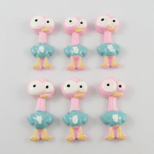 6pcs DIY Resin Cartoon Ostrich Cabochon Flat Back Hair Clips Scrapbooking etc