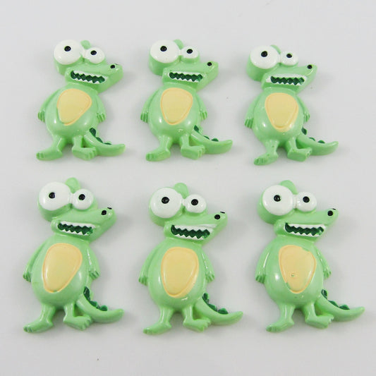 6pcs DIY Resin Cartoon Crocodile Cabochon Flat Back Hair Clips Scrapbooking etc