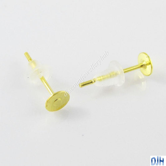 Bulk 20pcs (10 sets) DIY Flat Glue Pad Post Stud Earring Finding & Back 12x4mm