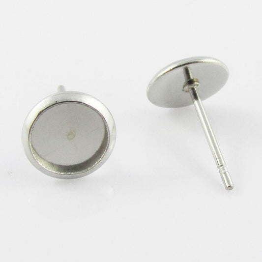 Bulk 20pcs (10 sets) DIY Cabochon Setting Post Stud Earring Fits 6mm Cabs 304SS