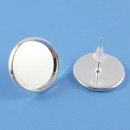Bulk 10sets (20pce) DIY Cabochon Setting Post Stud Earring & Back Fit 14mm Cabs