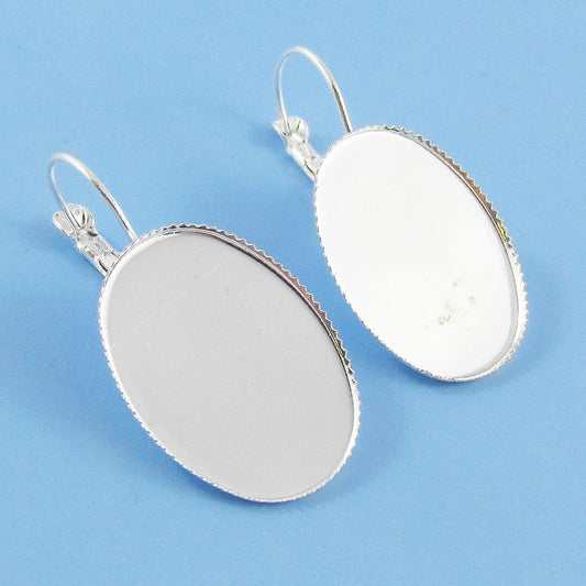 Bulk 10pcs (5pair) DIY Oval Cabochon Lever Back Hoop Earring Fit 18x25mm Cabs